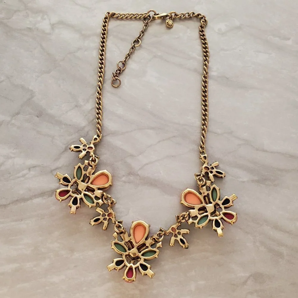 ✨ J.Crew Rhinestone Crystals Cluster Stacked Colorful Statement Necklace ✨